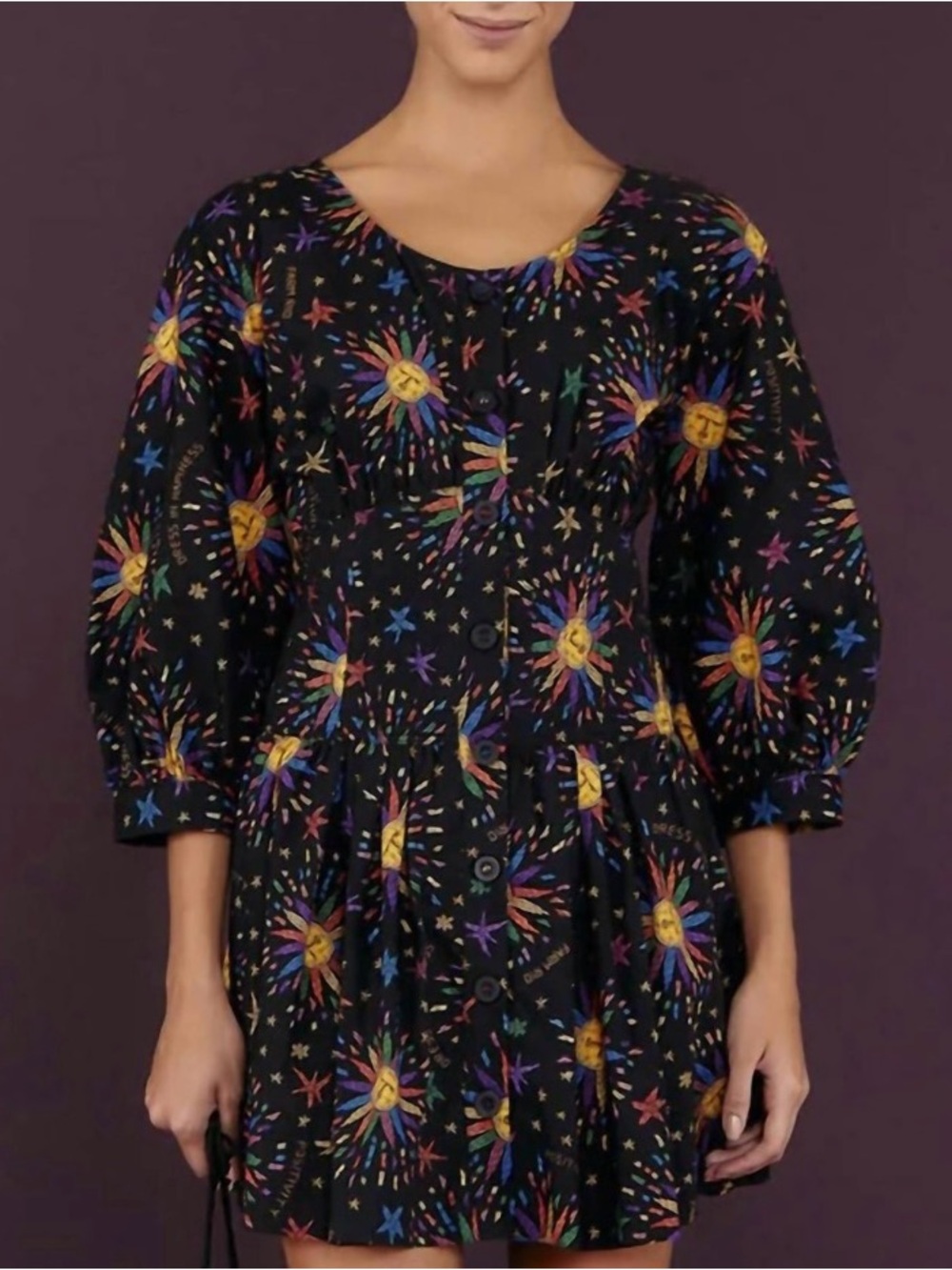 FARM Rio Black Sun and Moon Organic Cotton Dress